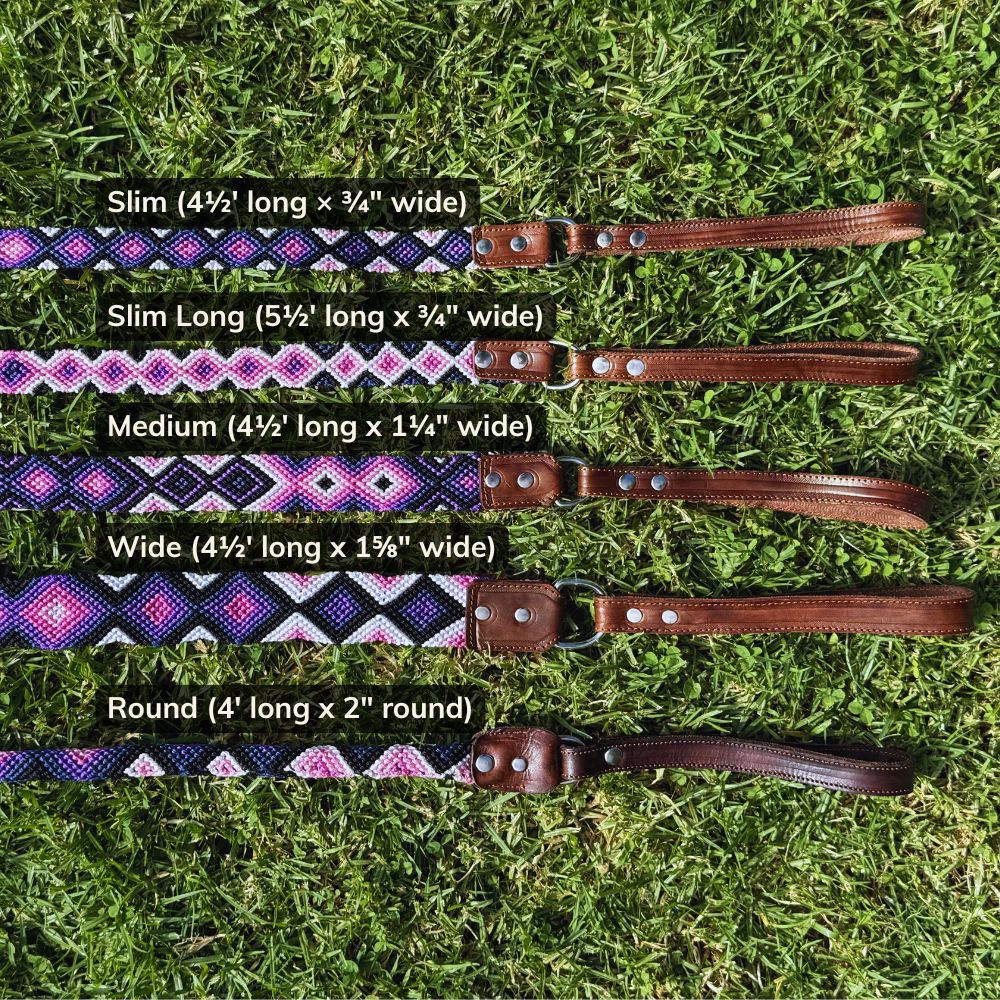 Aurora Charmosa Handcrafted Dog Leash Size Guide