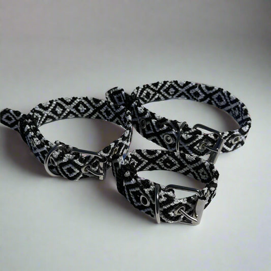 Black and White Handwoven Cat Collars from Mexico