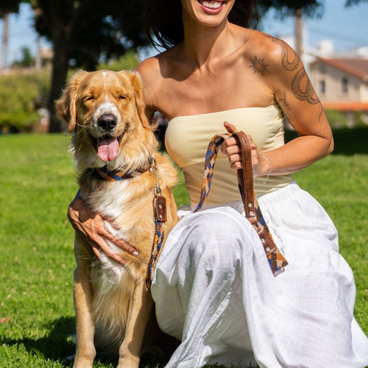 Eterno Arcano Handcrafted Dog Collar and Leash Set