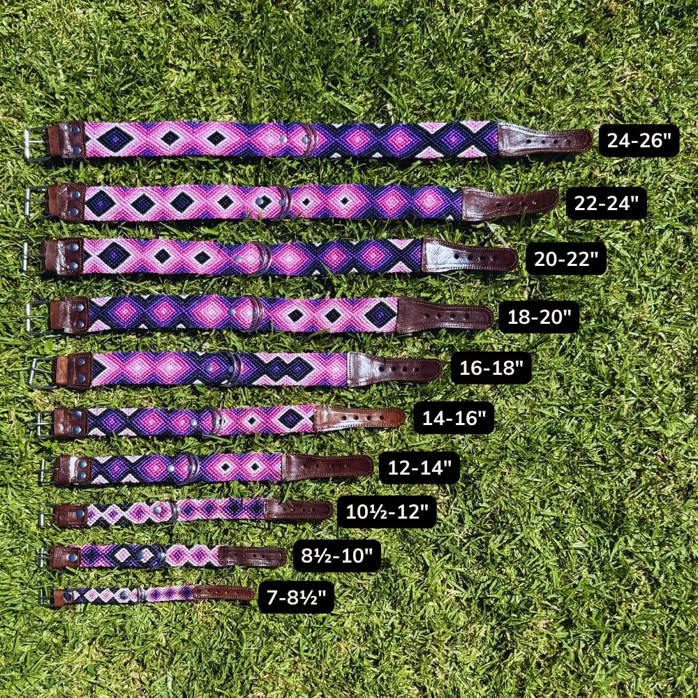 Aurora Charmosa Handcrafted Dog Collar Size Guide