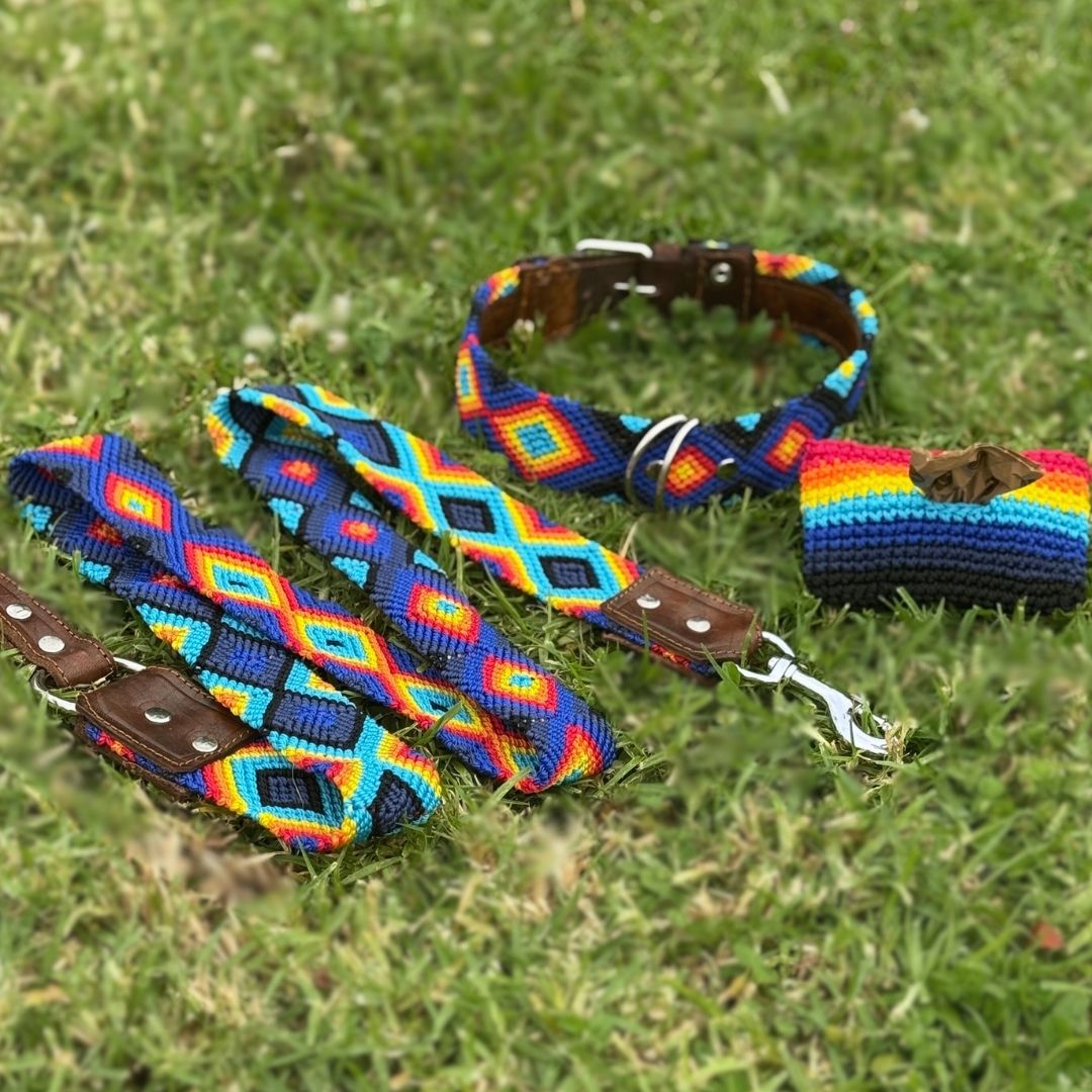 Colorful Diamonds Dog Collar and Leash Set