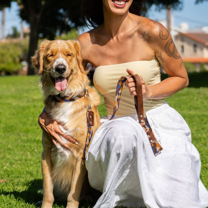 Eterno Arcano Handcrafted Dog Collar and Leash Set