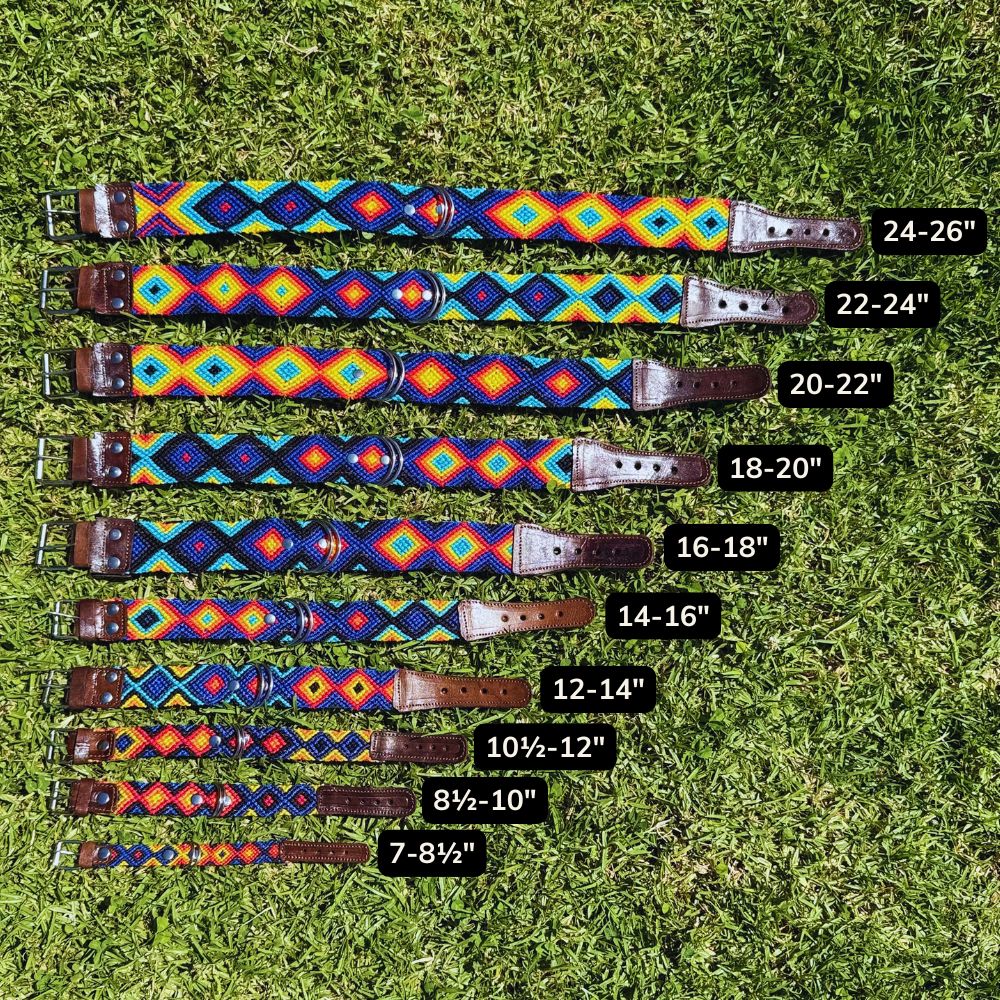 Euforia Gaia Handcrafted Dog Collar Size Guide