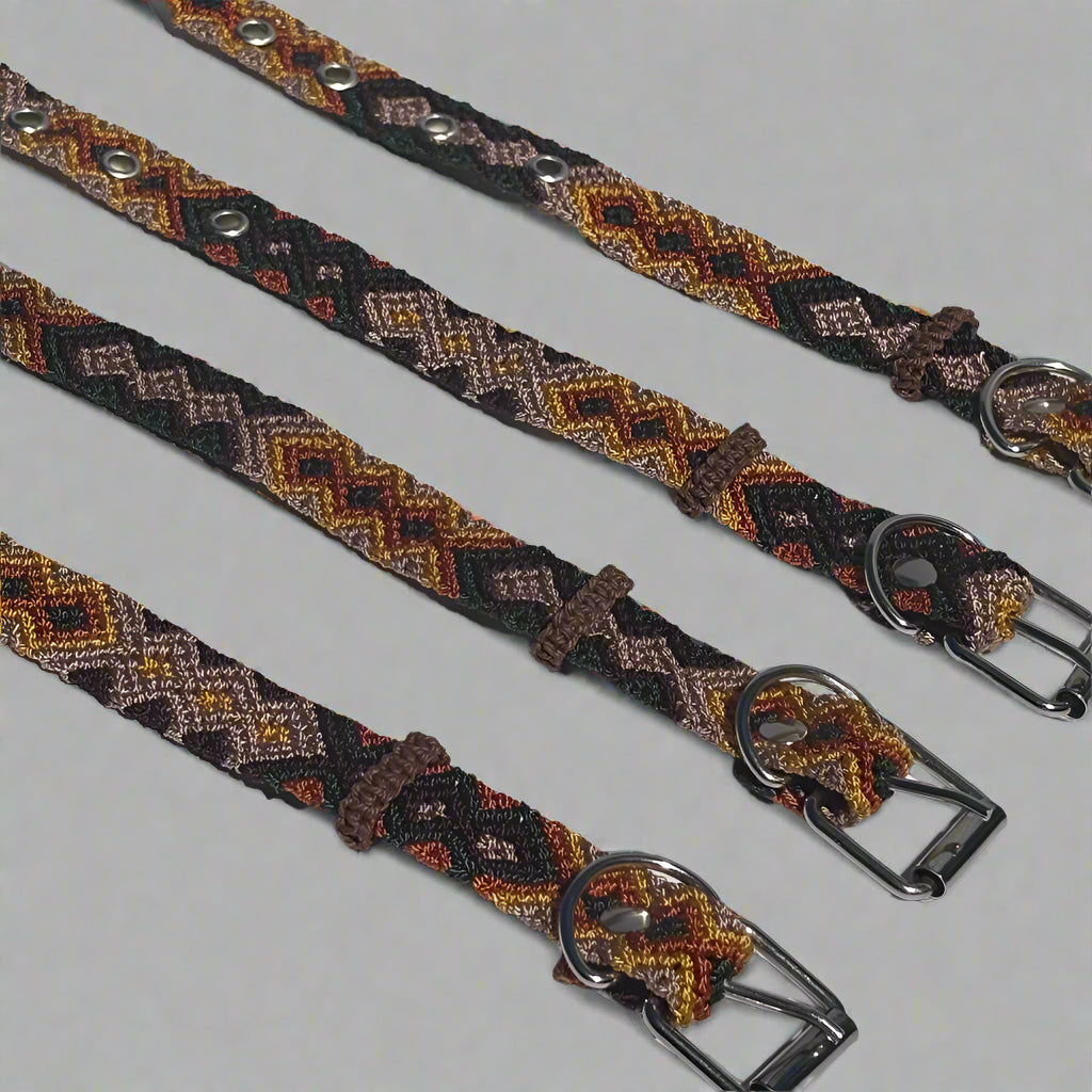 Green and Orange Handwoven Cat Collars from Mexico