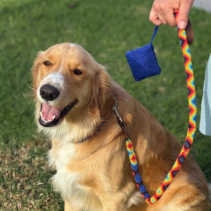 Handcrafted Dog Leash Collar and Waste Bag Holder Set