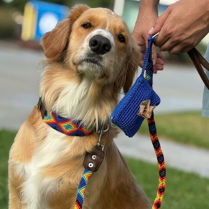 Handmade Dog Leash Collar and Waste Bag Holder Set