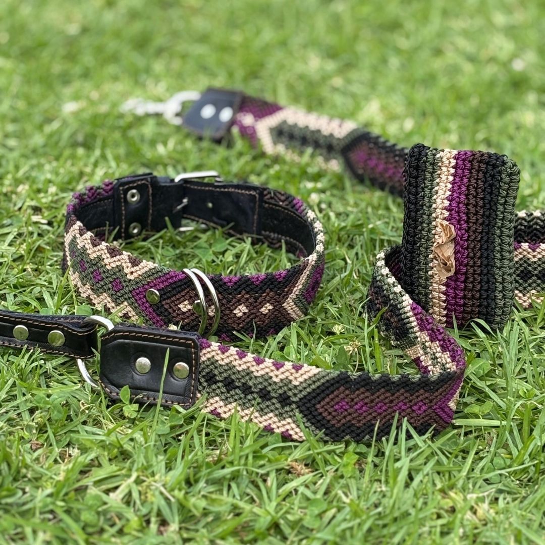 Instinto Feroz Handwoven Dog Collar and Dog Leash from Mexico