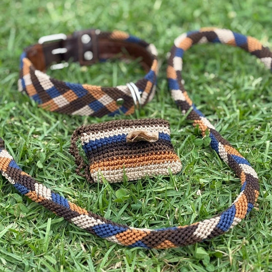 Neutral Handmade Dog Collar and Leash Set