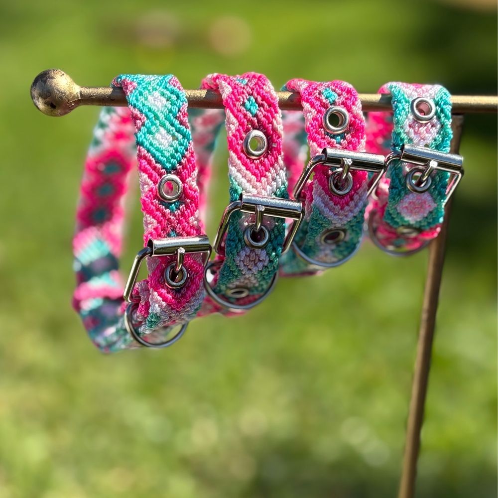 Pink Handmade Cat Collars from Mexico