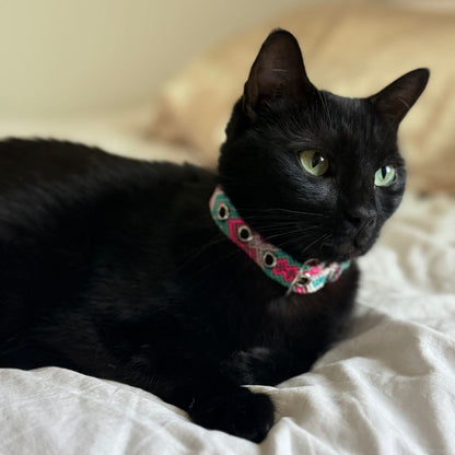 Pink Handwoven Cat Collars made in Mexico