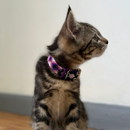 Pink and Purple Handmade Cat Collars made in Mexico