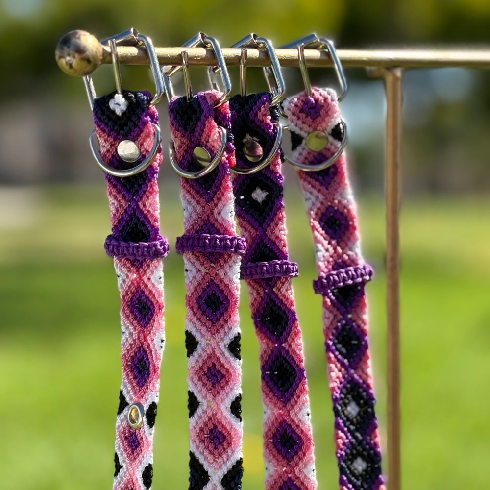 Pink and Purple Handwoven Cat Collars from Mexico